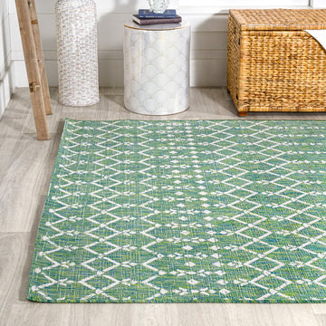 Ourika Moroccan Geometric Textured Weave Indoor/outdoor Rug
